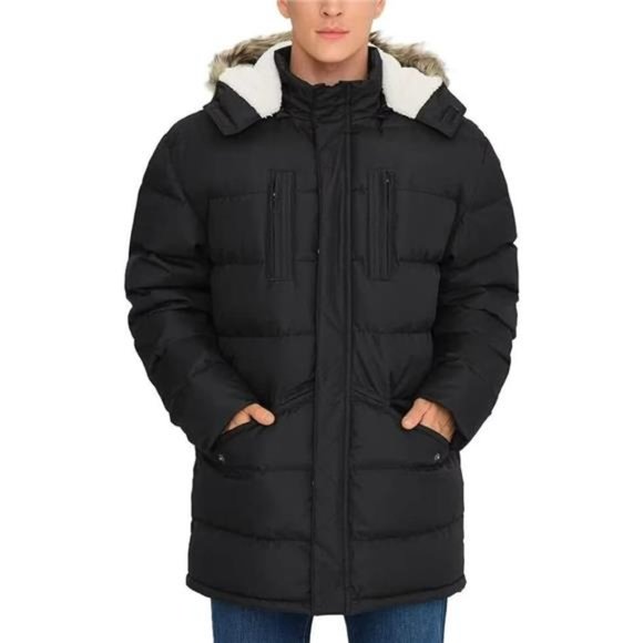 Men's Puffy Winter Coats Long Water-resistant Jackets Weather Hooded